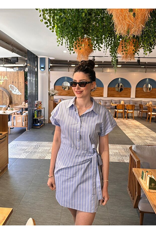 Ocean Mavi Kısa Elbise - 7