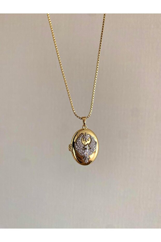 Çelik Anka Kapaklı Kolye Gold - 2