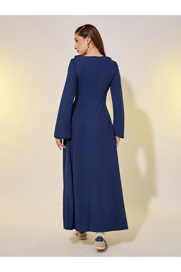 فستان ماكسي سادة بفتحة رقبة على شكل حرف V من A-Lien - 5