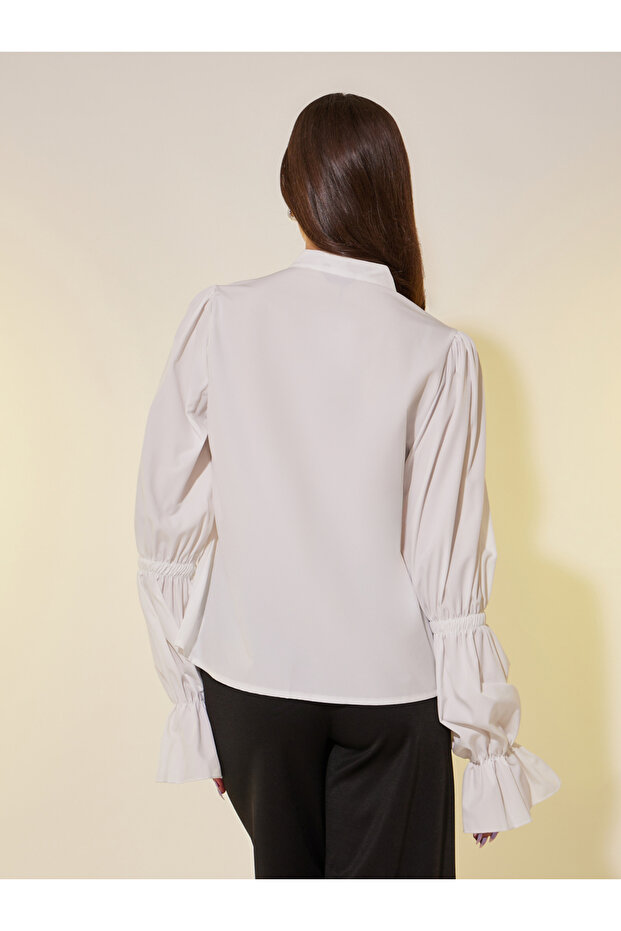 قمصان كبيرة الحجم بأكمام فانوس سادة - 5