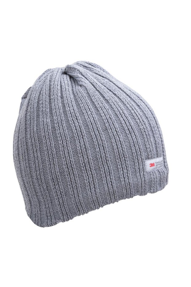 Acrylic Thermal Hat With Ribbed Pattern / Gray