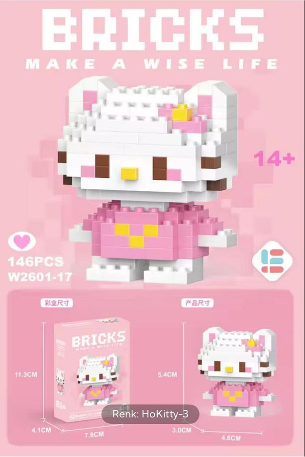Sanrio Hello Kitty Ve Stella 2li Set Bricks Karakter Figürü 3D Yapboz Puzzle Yapı Oyuncakları - 4