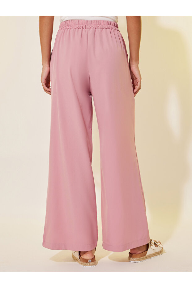 بنطلون فضفاض مطوي سادة - 4