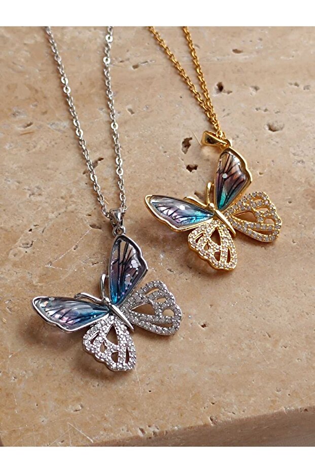 Çelik Kelebek Kolye - 1