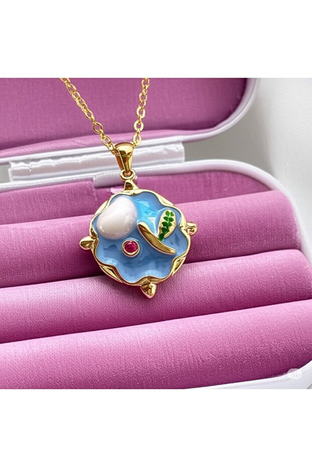 Gold Color Blue Ocean Necklace