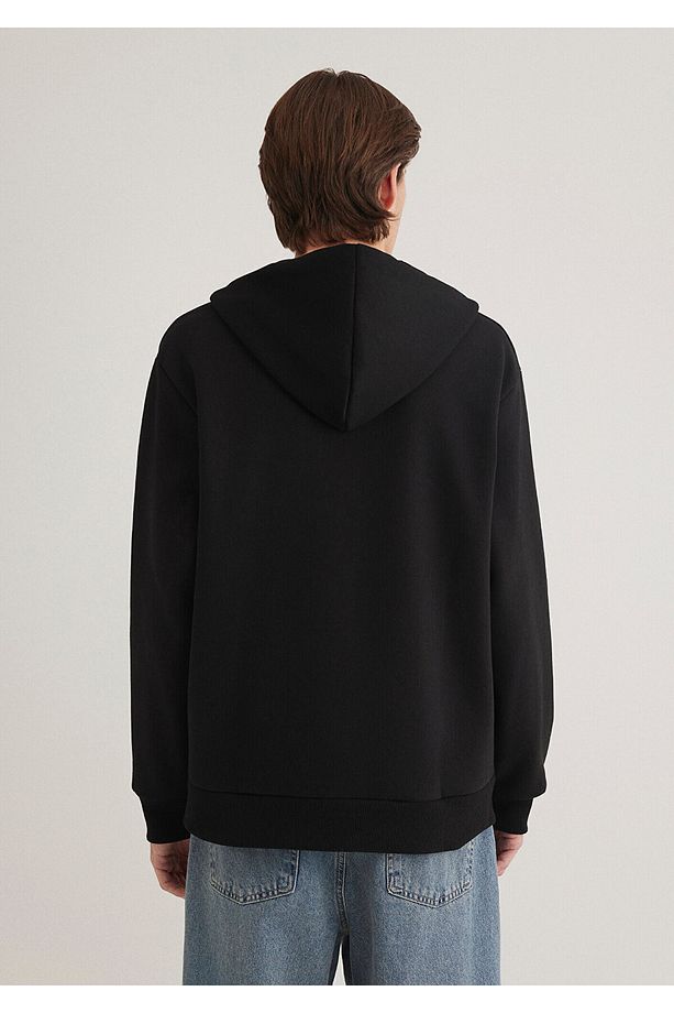 Logolu Kapüşonlu Fermuarlı Siyah Sweatshirt 066979-900 - 6