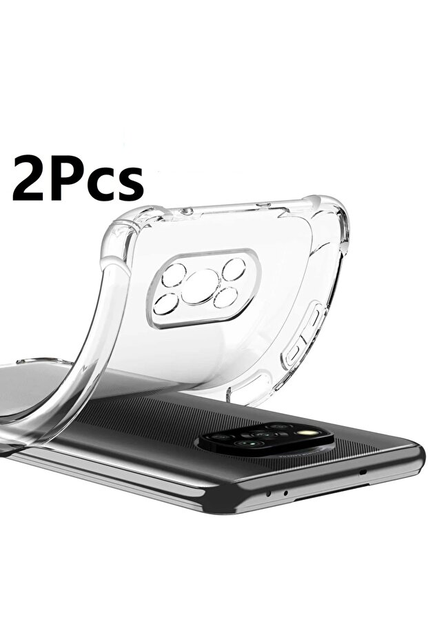 جراب شفاف مقاوم للصدمات لهاتف Xiaomi Poco X3 NFC Pro، قطعتين، جراب شفاف مقاوم للصدمات لهاتف Xiaomi Poco X3 NFC Pro، مصنوع من السيليكون الناعم
