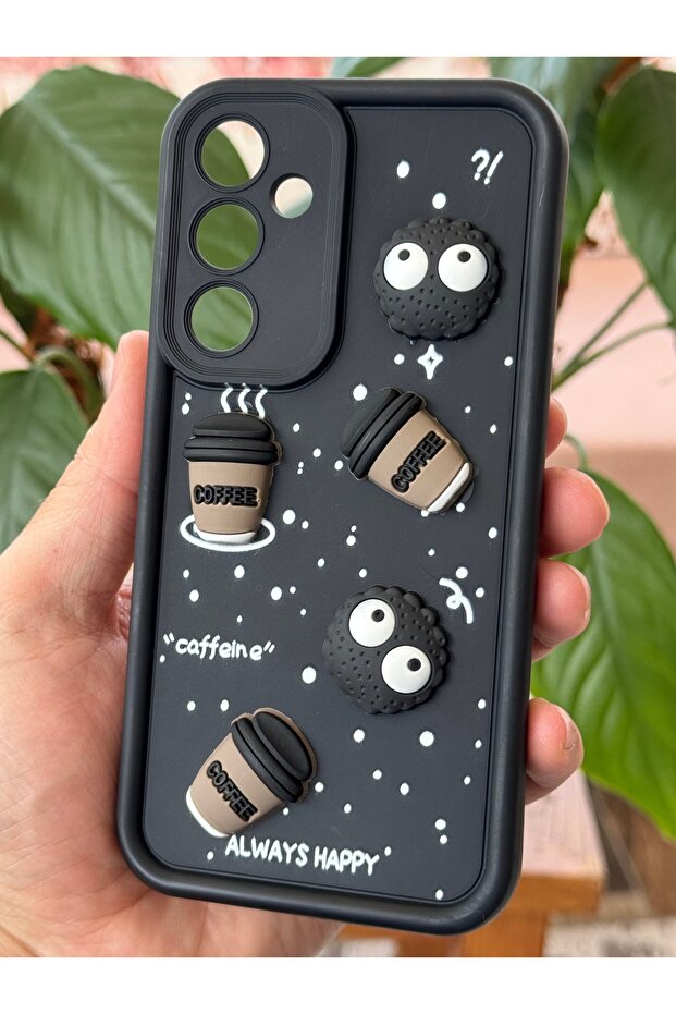 Galaxy M34 Compatible Case Designed Patterned Camera Protected Coffee Cookie Black Soft Silicone Cap with Case Design - 5