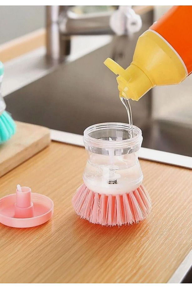2 Adet Deterjan Hazneli Mutfak Lavabo Bulaşık Fırçası 2li Set - 6