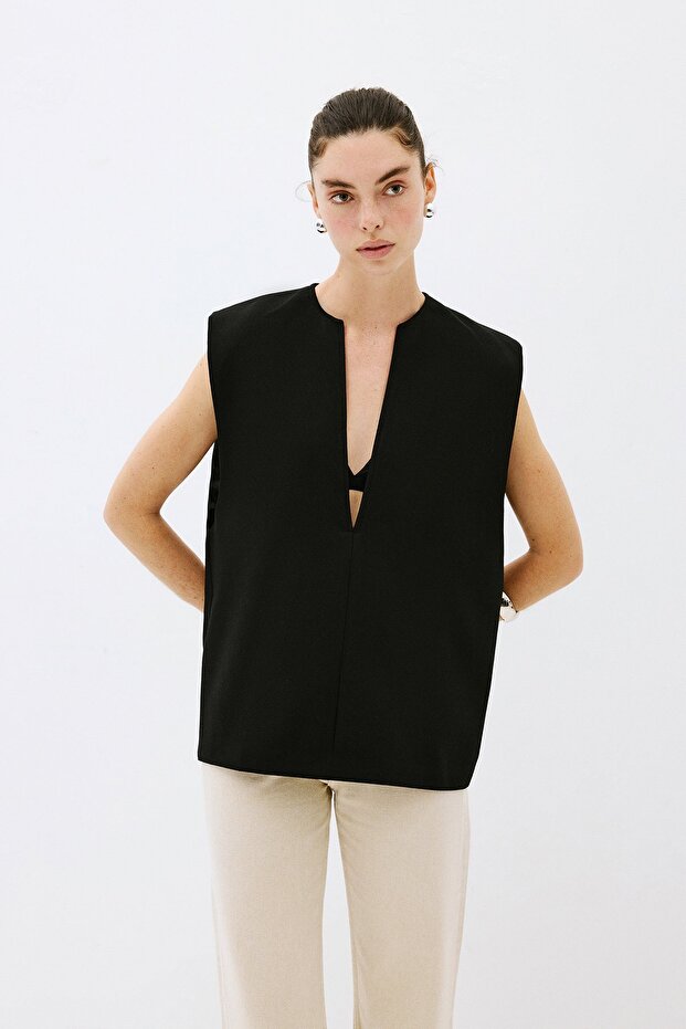 V yaka oversize bluz - 1