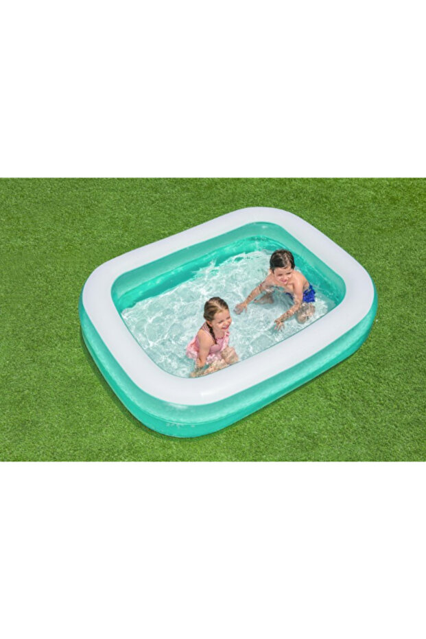 Blue Rectangular Family Pool 201X150X51Cm-26-54005