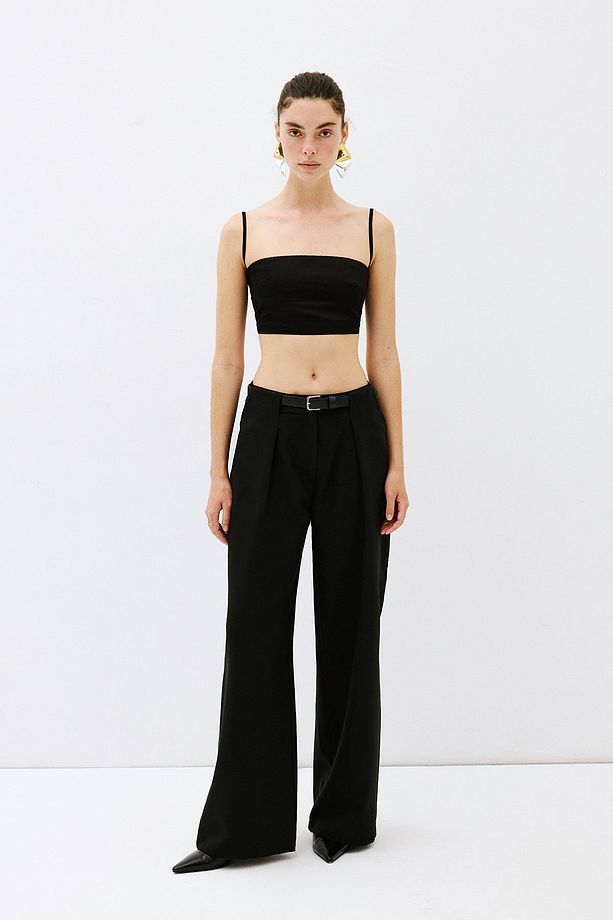 Kemerli wide leg pantolon - 1