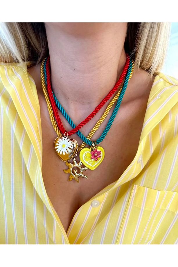 Marka Model Hasır Halat İp Canlı Renkli Charm Kolye - 1