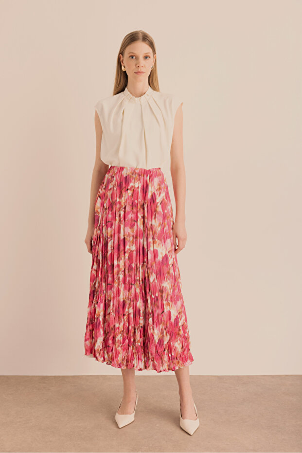 Fustă cu model și efect de ras - 1