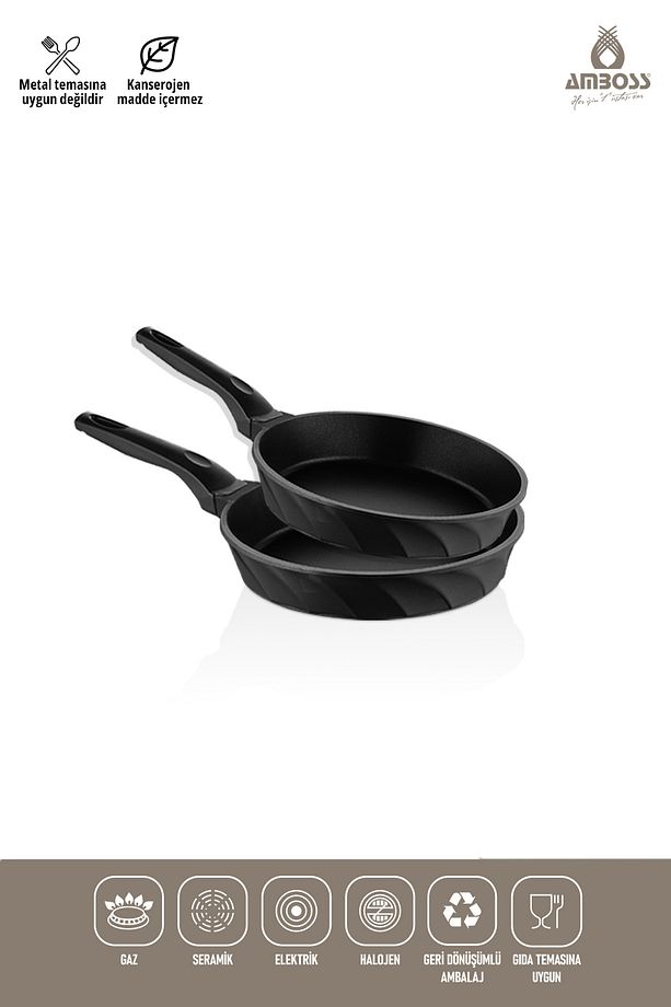 Kuvars 2 Parça Döküm Titanyum Kaplama Tava Seti 18-22 cm - 1