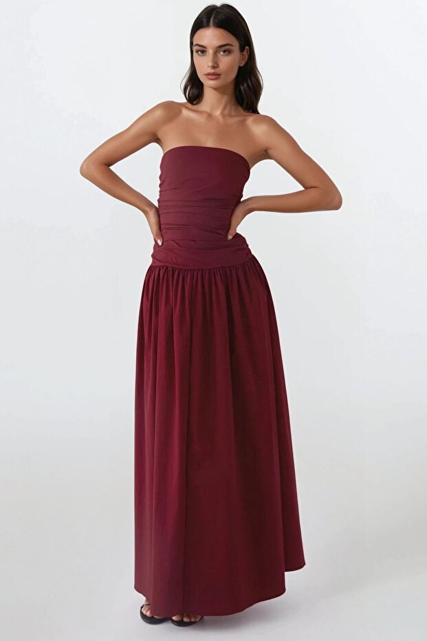 Straplez Maxi Elbise - 6