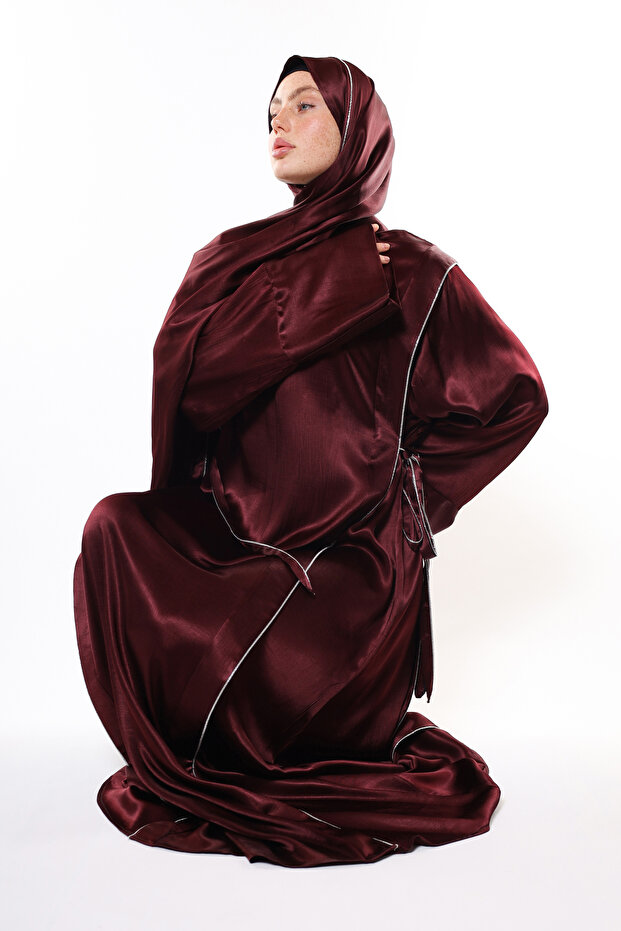 Luxury Burgundy Hijab Dress (Shawl Gift)
