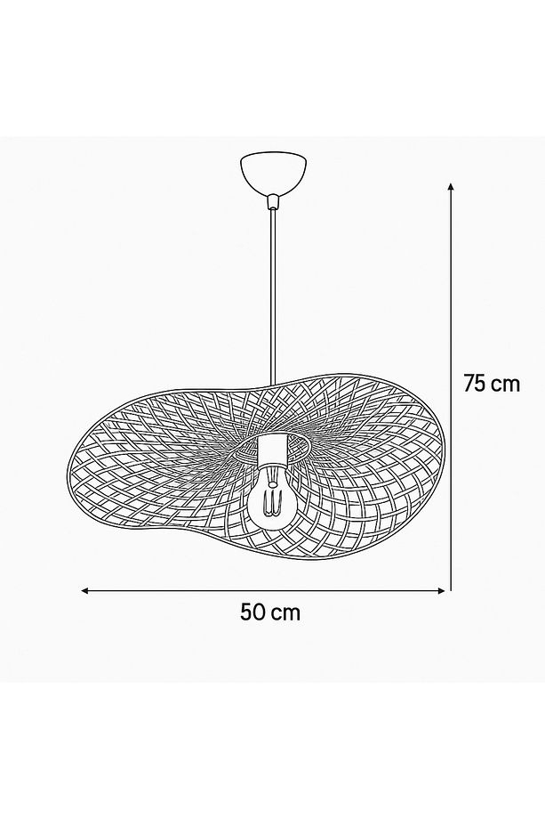 İstanbul Avize Vangu Siyah Duylu 50 cm Avize Bambu,İskandinav,Bohem,Rattan,Modern Aydınlatma - 2