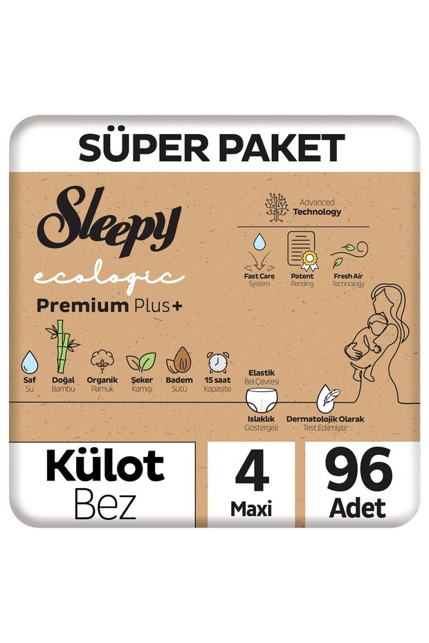 Ecologic Premium Plus Süper Paket Külot Bez 4 Numara Maxi 96 Adet - 1