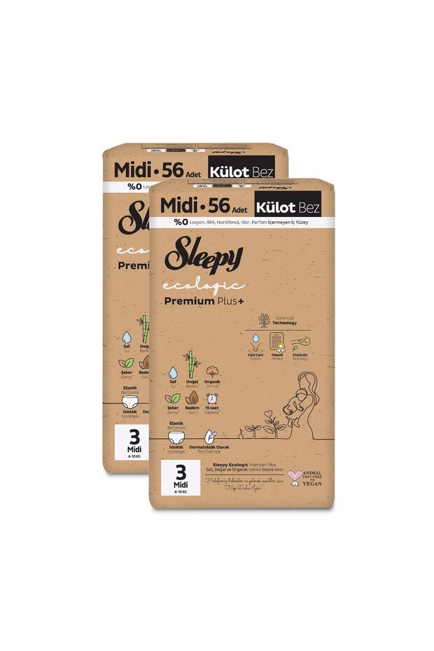 Ecologic Premium Plus Süper Paket Külot Bez 3 Numara Midi 112 Adet - 4