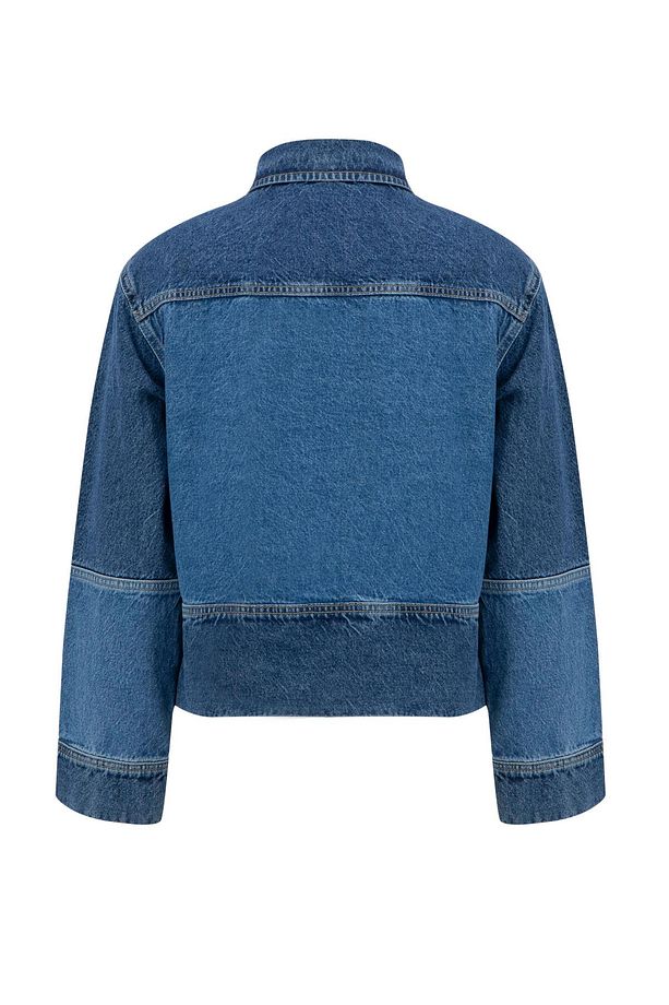 Patchwork Denim Ceket 25yd9120 Indigo - 7