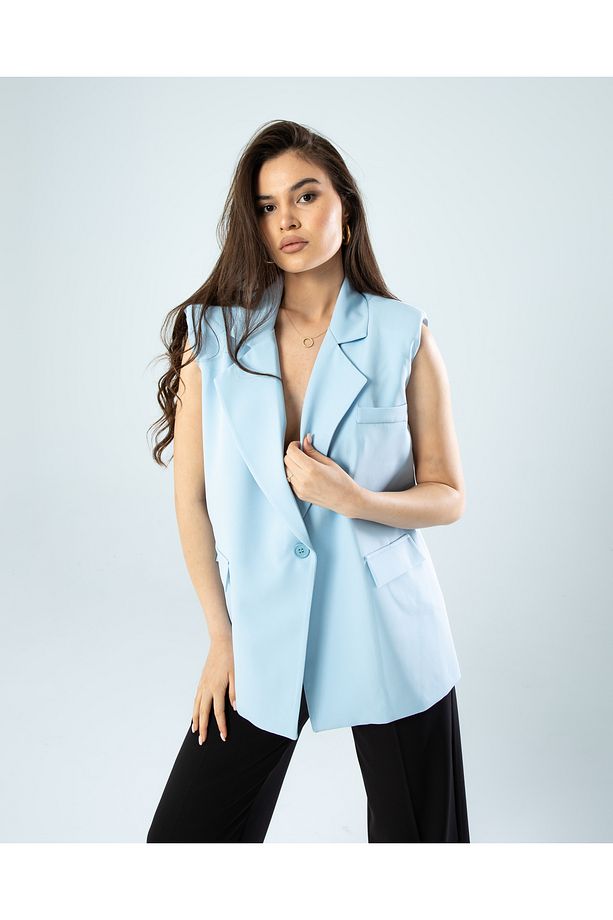 vatkalı kemerli oversize yelek - 3