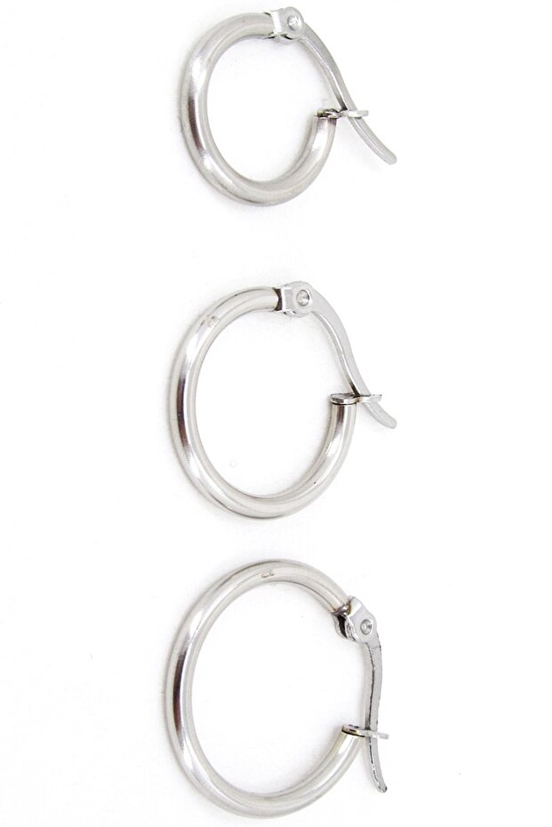 11-15-17 mm 3 women's ring steel earring set mse28