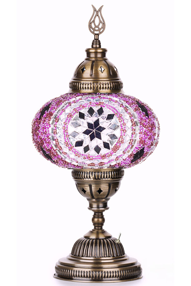 Handmade Mosaic Patterned Wireless Table Lamp – 30 Cm, Portable - 2