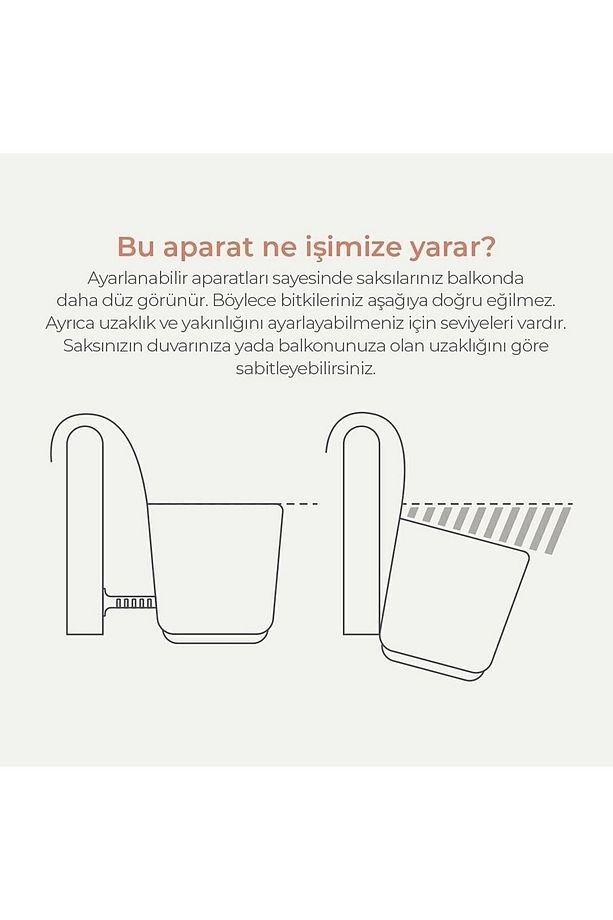 2 Adet 3,2 Litre Pera Askılı Balkon Saksısı Set Ayar Aparatlı Plastik Saksı Seti - 6