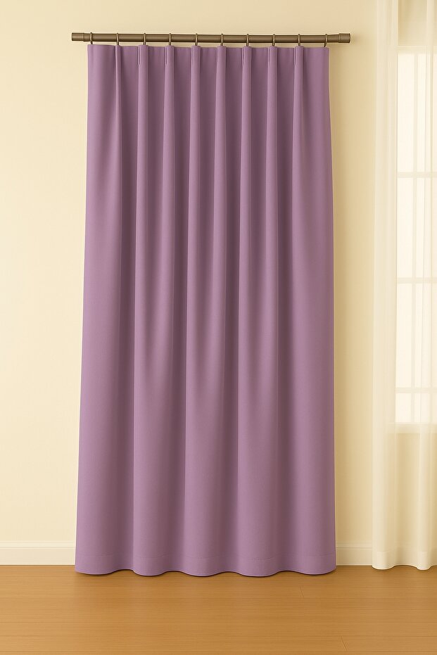 Luna Series Velvet Textured Pleatless Background Curtain - Lilac