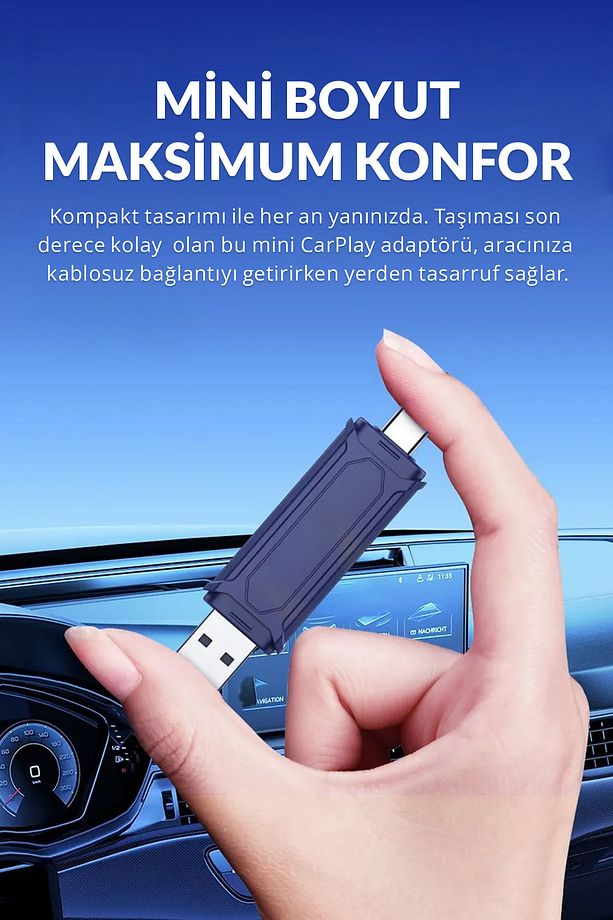Kablosuz Araç Adaptörü 2in1 Carplay & Android Auto Hızlı Bluetooth Wifi 2025 Yeni Model A+ Kalite - 6
