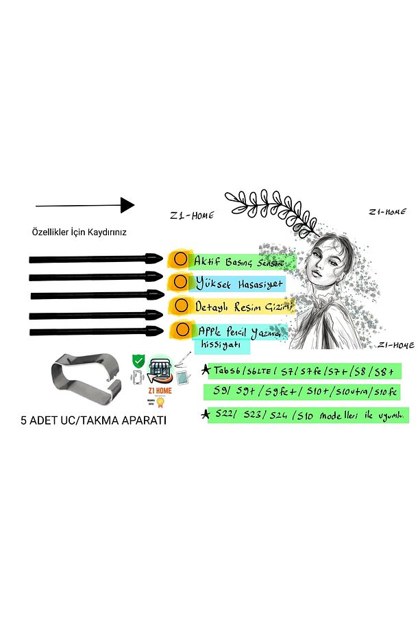 Samsung S Pen Kalem Ucu S6/s6 Lite/s7/s7 Fe/s8/s9/s9 Fe/s9/s10 Plus/s10 Ultra(5 ADET) - 1