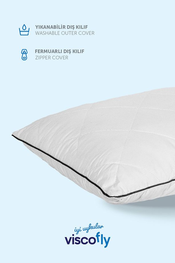 Visco Parçacıklı Kapitoneli Ortopedik Yastık Orta Sert 60 X 40 X 13 Cm Antrasit Biye - 4