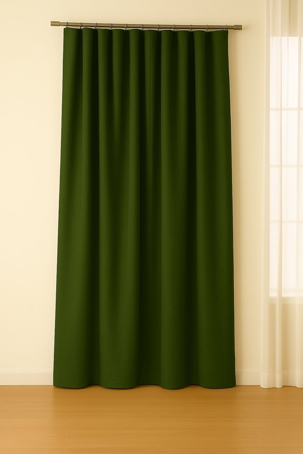 Luna Series Velvet Textured Pleatless Background Curtain - Grass Green