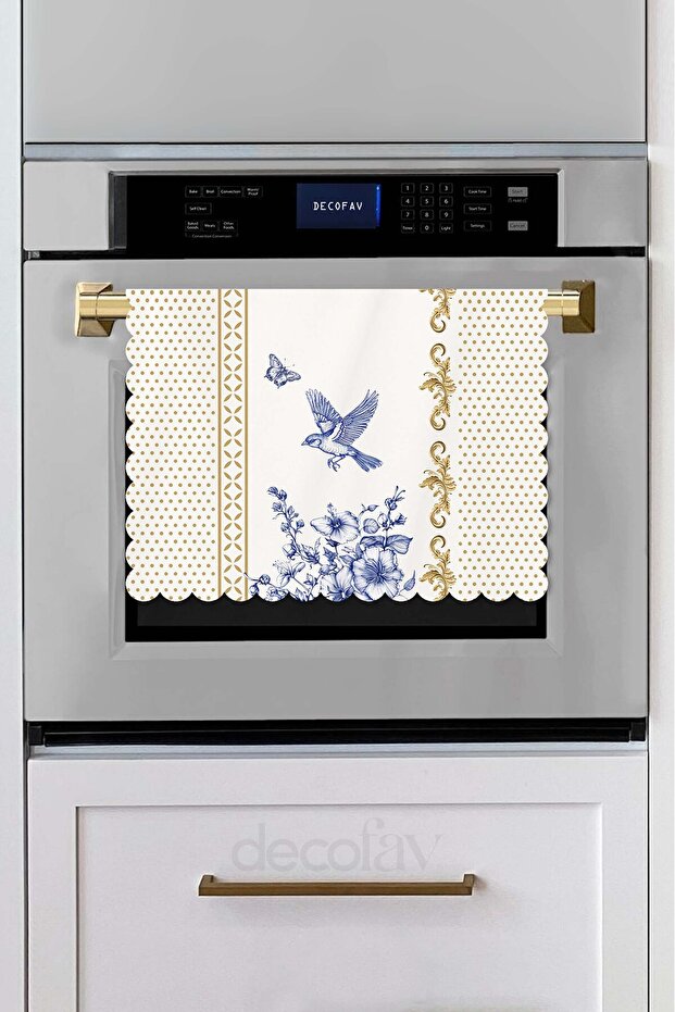 Royal White Compatible Flower and Bird Design Laser Cut Seamless Oven Cover - 40X53Cm