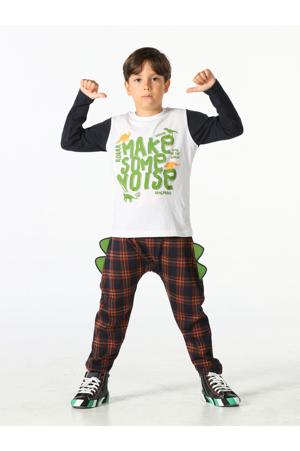 Noise checkered boy's pants + t-shirt set