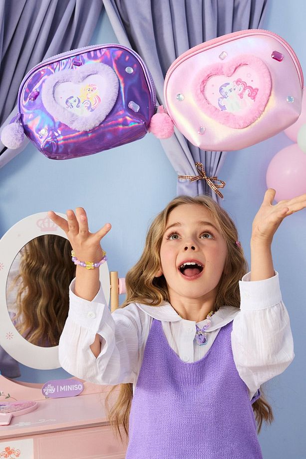 My Little Pony Lisanslı Kalp Şekilli Kozmetik Çantası - Mor - 5