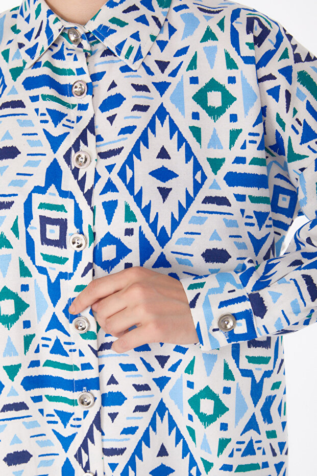 تونيك منقوش باللون الأزرق - 25611 - 6