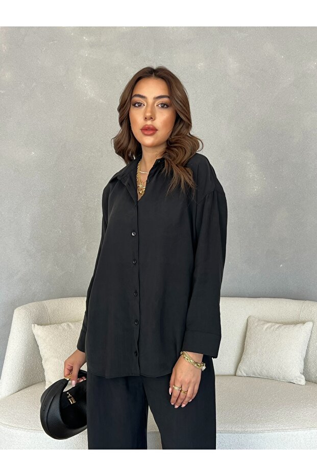 Oversize Modal Kadın Gömlek - 1