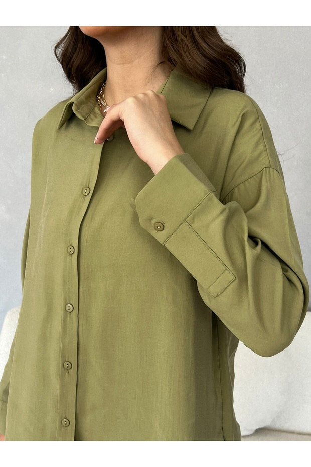 Oversize Modal Kadın Gömlek - 5