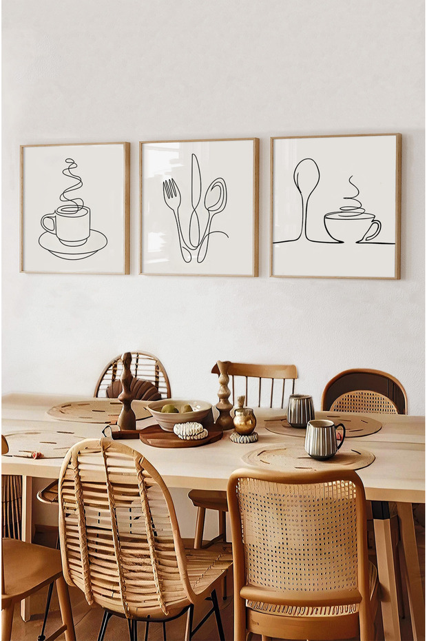 Ahşap Çerçeveli Mdf Kare Tablo Seti Mutfak Için - 3