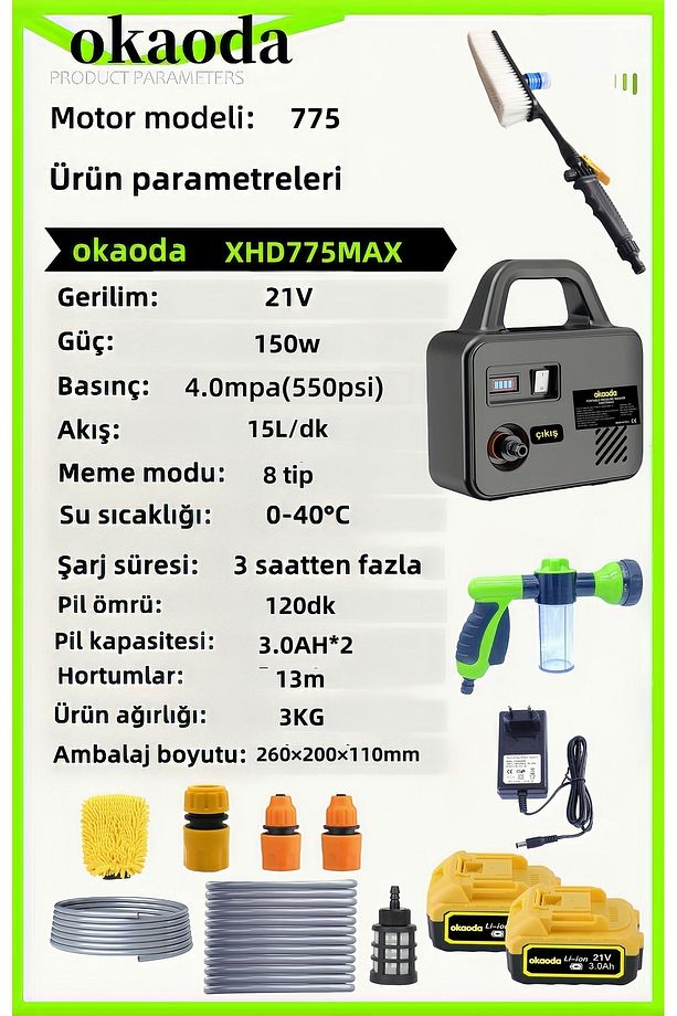 Lityum Pil Yüksek Su Basınçlı Temizleme Makinesi Su Pompası - 9