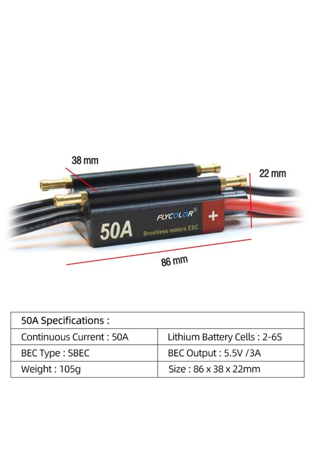 CLS-50A FlyColor 30A 50A 70A 90A 120A RC BOAT ESC Waterproof 2-6S Lipo Brushless Speed Controller w