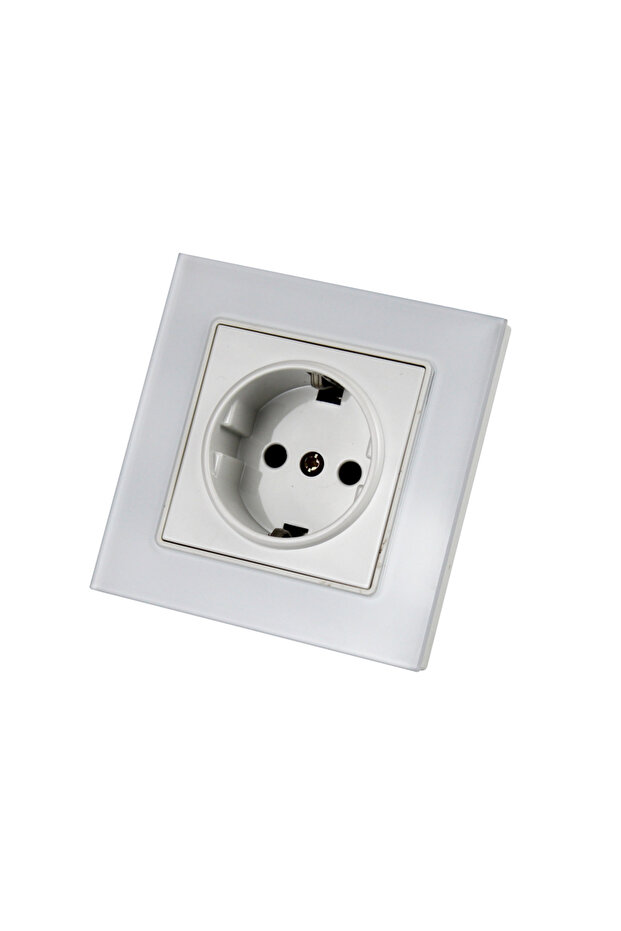 Single Socket with Tempered Glass Frame, white - 4