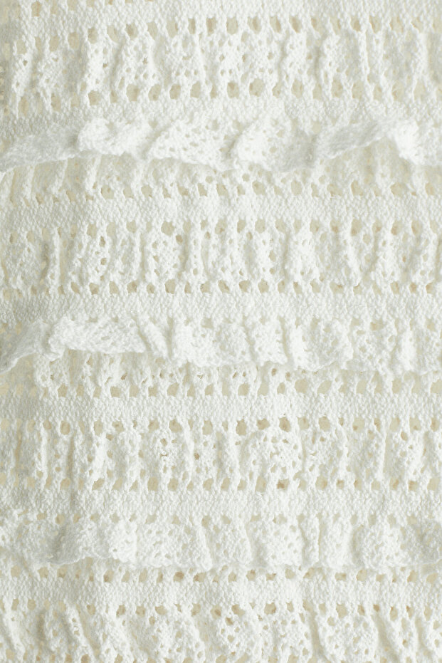 Fırfırlı ve Dantel Görünümlü Elbise - 6