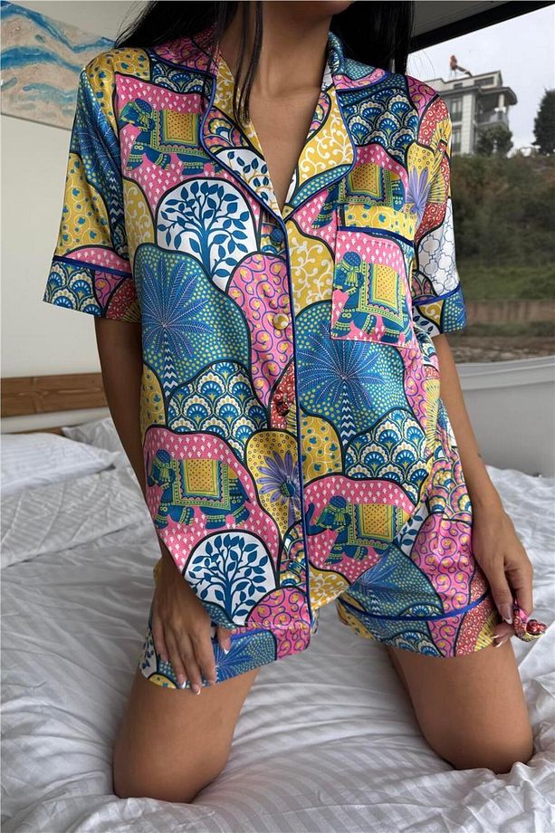 Stagione Estiva Saten Kısa Pijama Takımı CSE3004 - 1