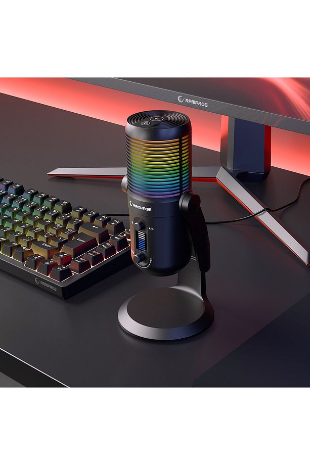Diyez Siyah Rgb Ses Gösterge Mikrofon Oyuncu Mikrofonu Yayıncı Mikrofonu Youtuber Mikrofonu - 5