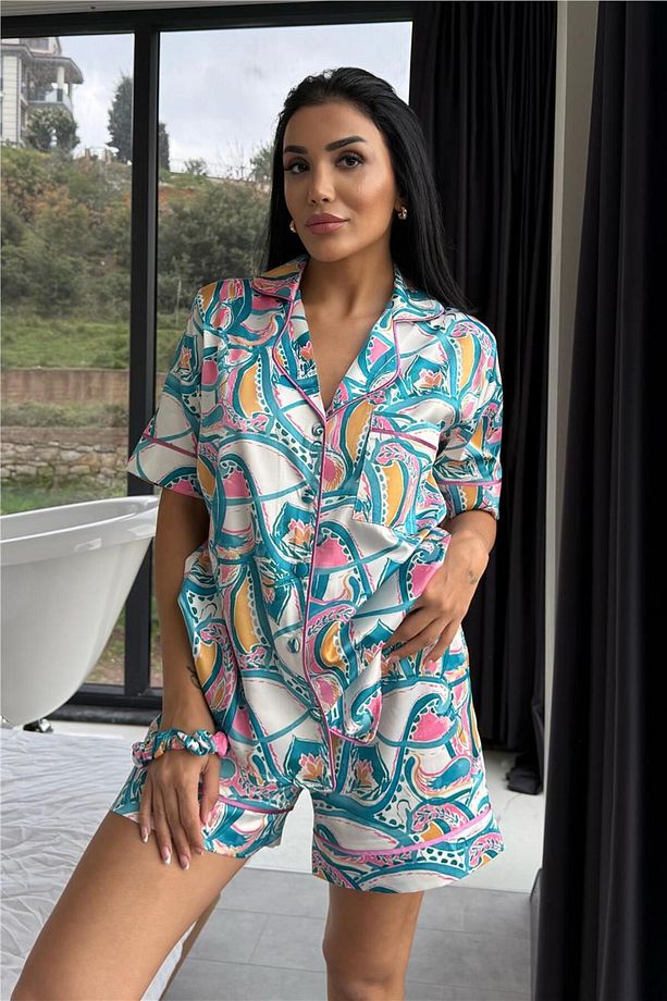 Stagione Estiva Saten Kısa Pijama Takımı CSE3009 - 5