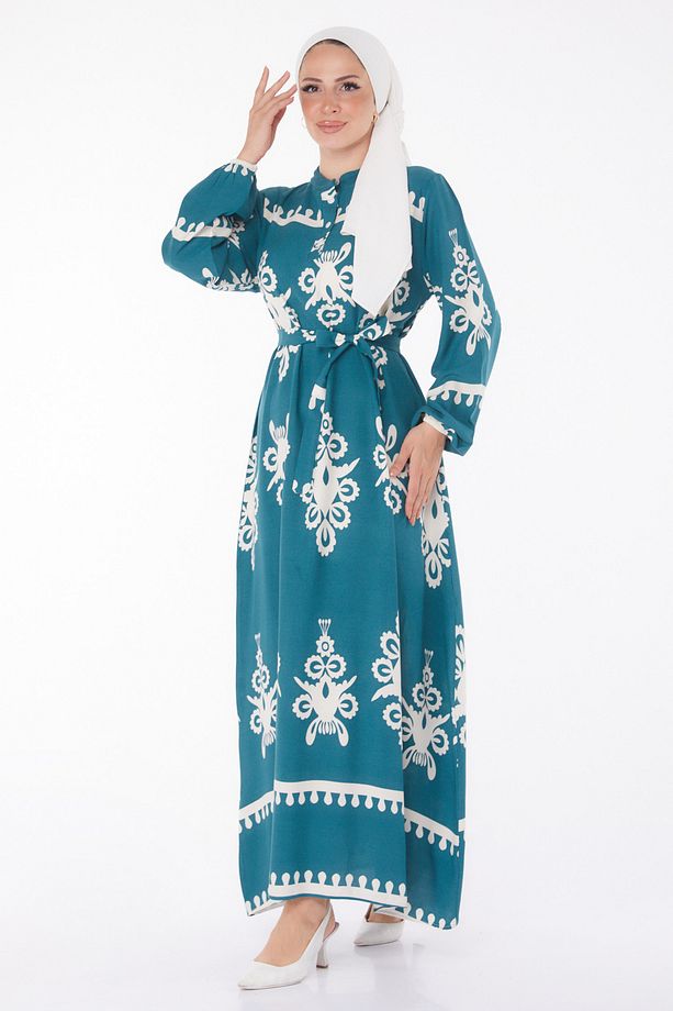 Desenli Renkli Elbise Zumrut - 24989 - 3