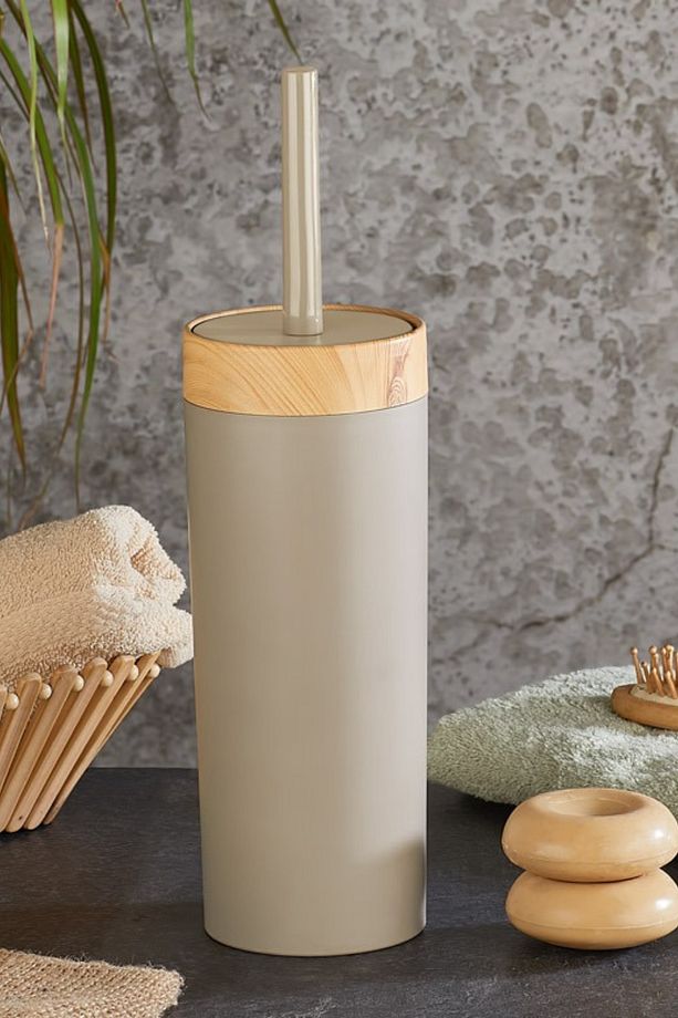Bambu Desen WC Klozet Fırçası Plastik, Tuvalet Banyo WC Temizleme Fırçası Kahve - 1